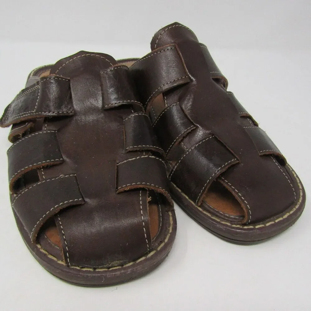Playera Huaraches Men's Brown Leather Fisherman Sandals US 8.5 Hook & Loop Mules